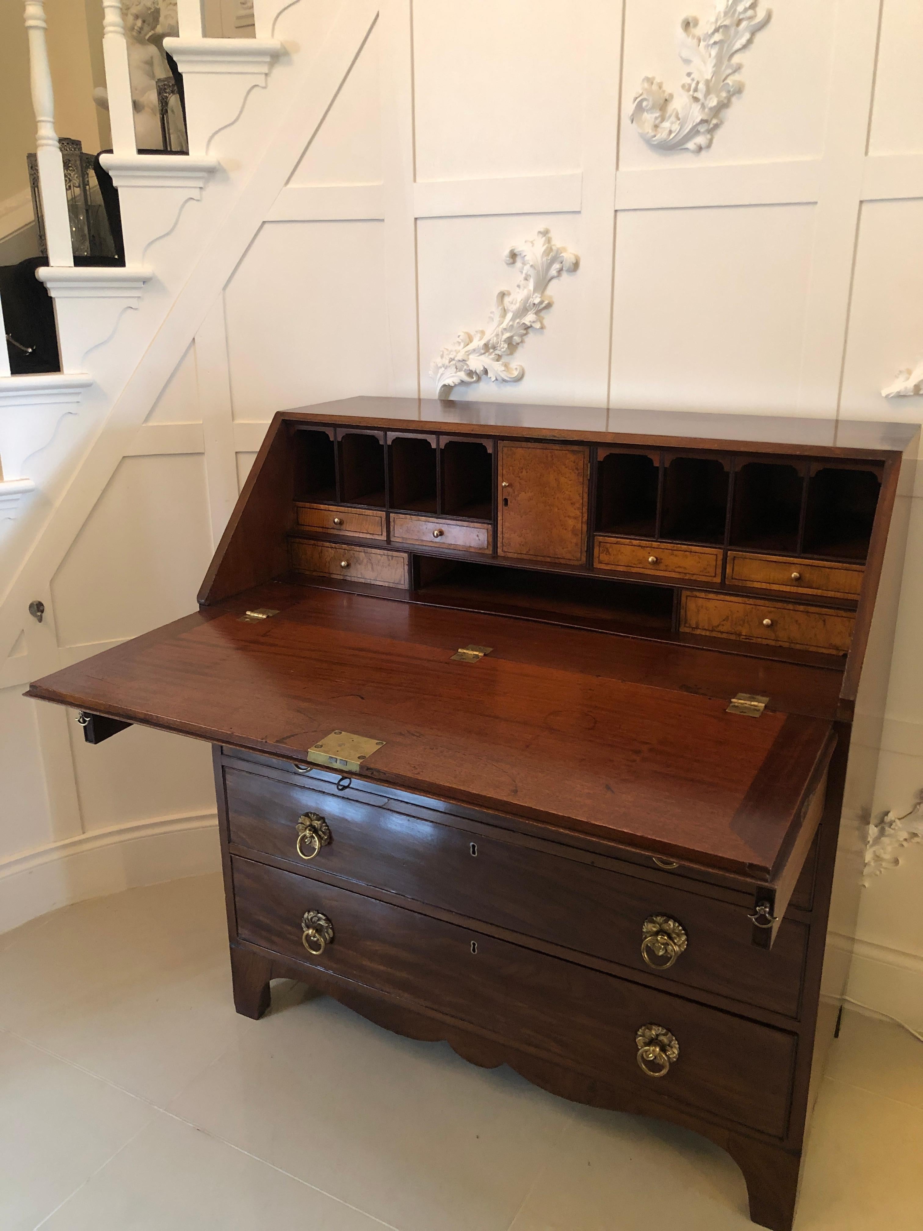 Antique George III Quality Mahogany Bureau For Sale 6