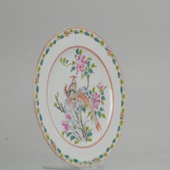 Antique Lovely Japanese Porcelain Fencai Famille Rose Plate Porcelain, 19th Cen