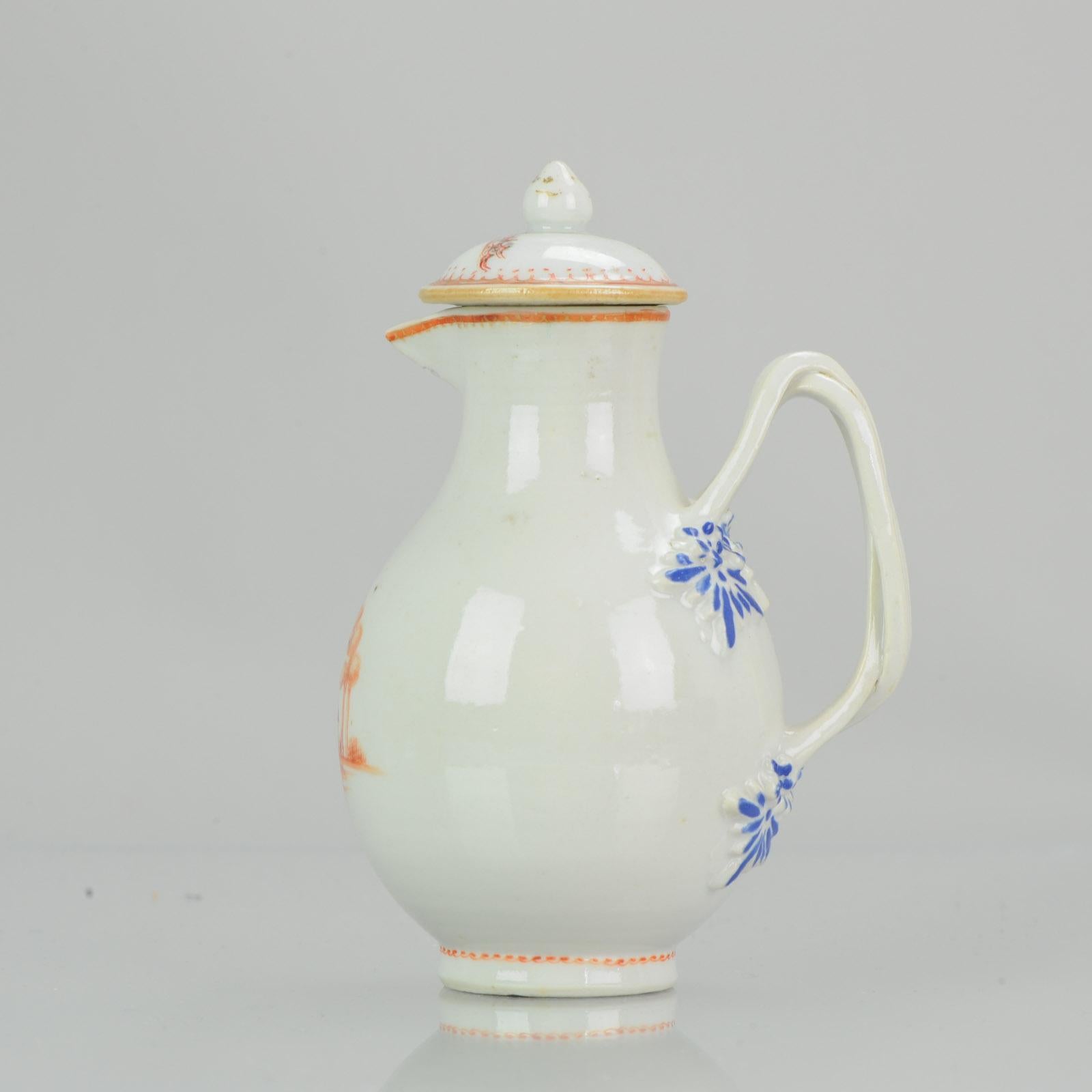 Chinese Antique Lovely Lidded Jug Qing Porcelain Chine de Commande Sepia, 18th C For Sale