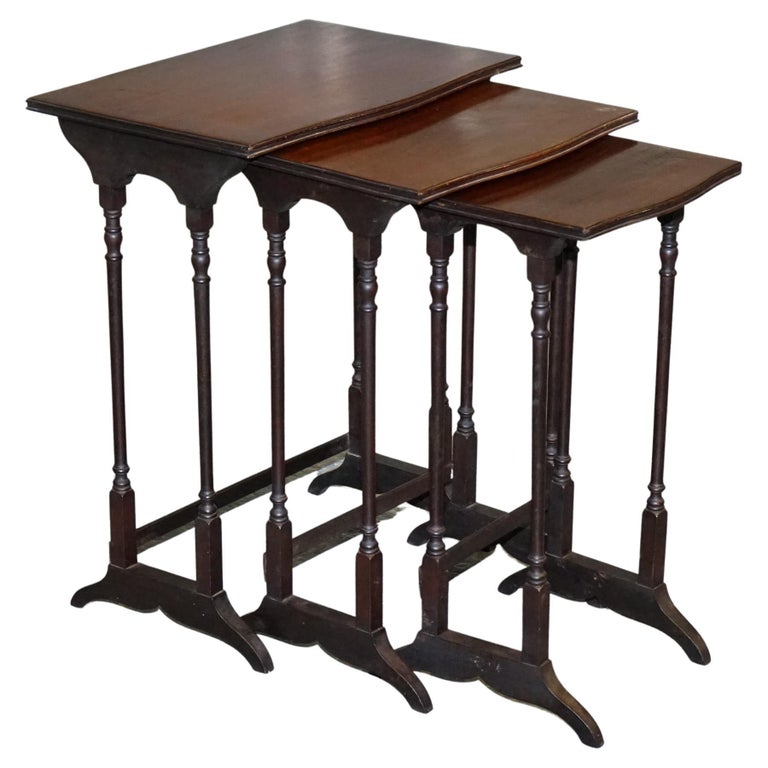 Antique Lovely Set of Hardwood Nest of Tables For Sale at 1stDibs