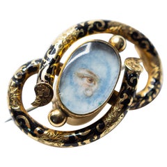 Antique, Lover's Eye with a Diamond Tear, 9 Karat Victorian Brooch