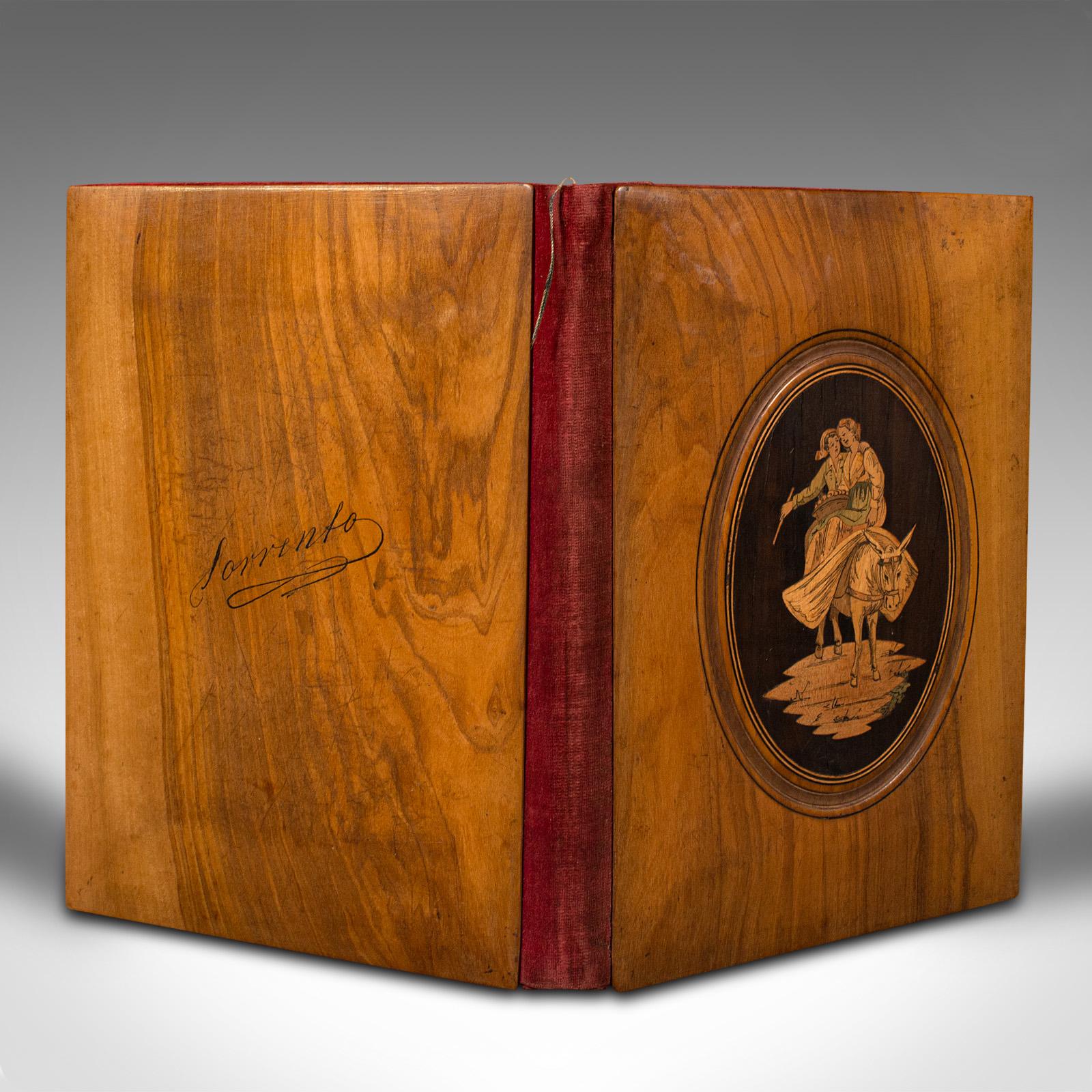 Antique Lover's Folio, Italian Walnut, Decorative, Grand Tour, Sleeve, Victorian For Sale 1