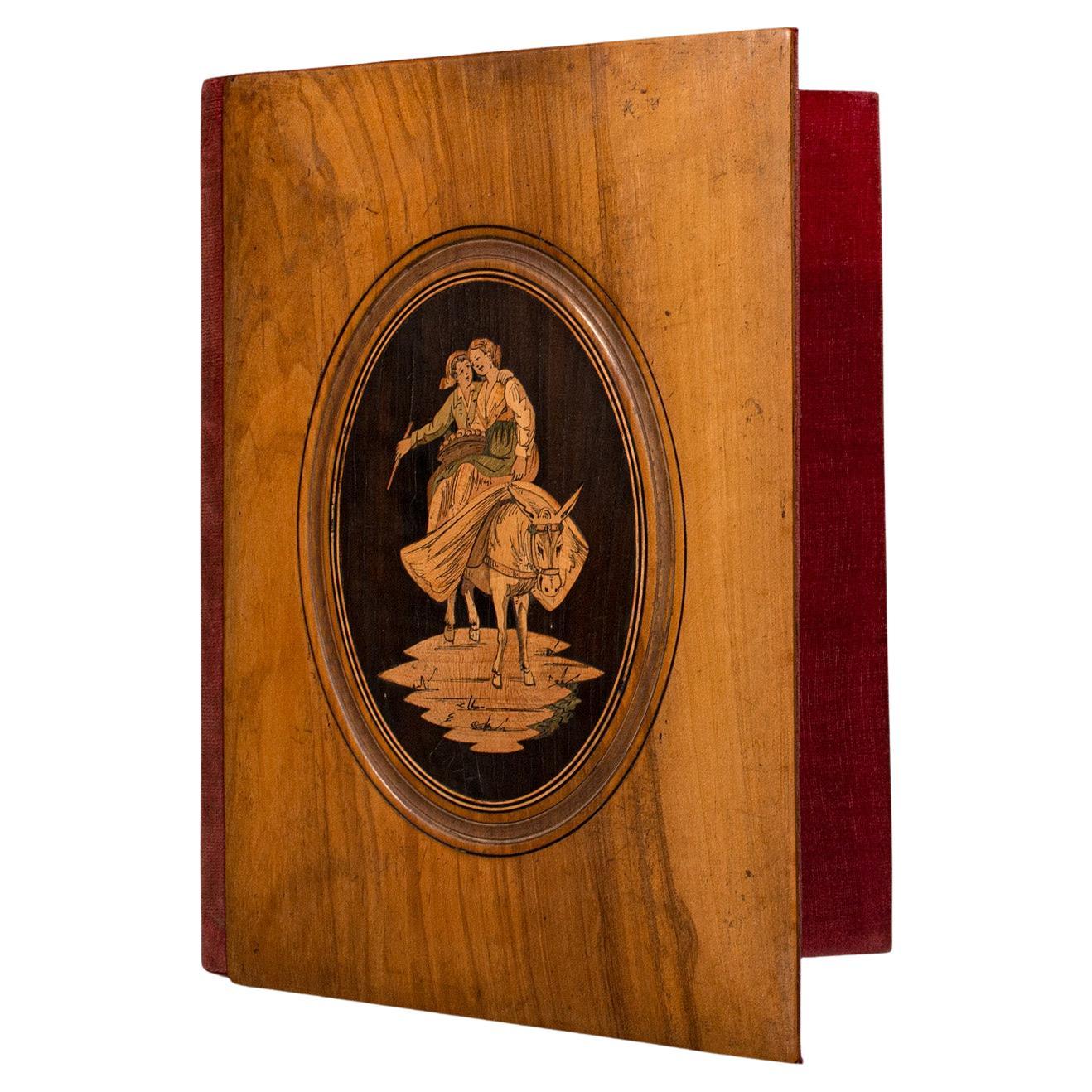 Antique Lover's Folio, Italian Walnut, Decorative, Grand Tour, Sleeve, Victorian For Sale