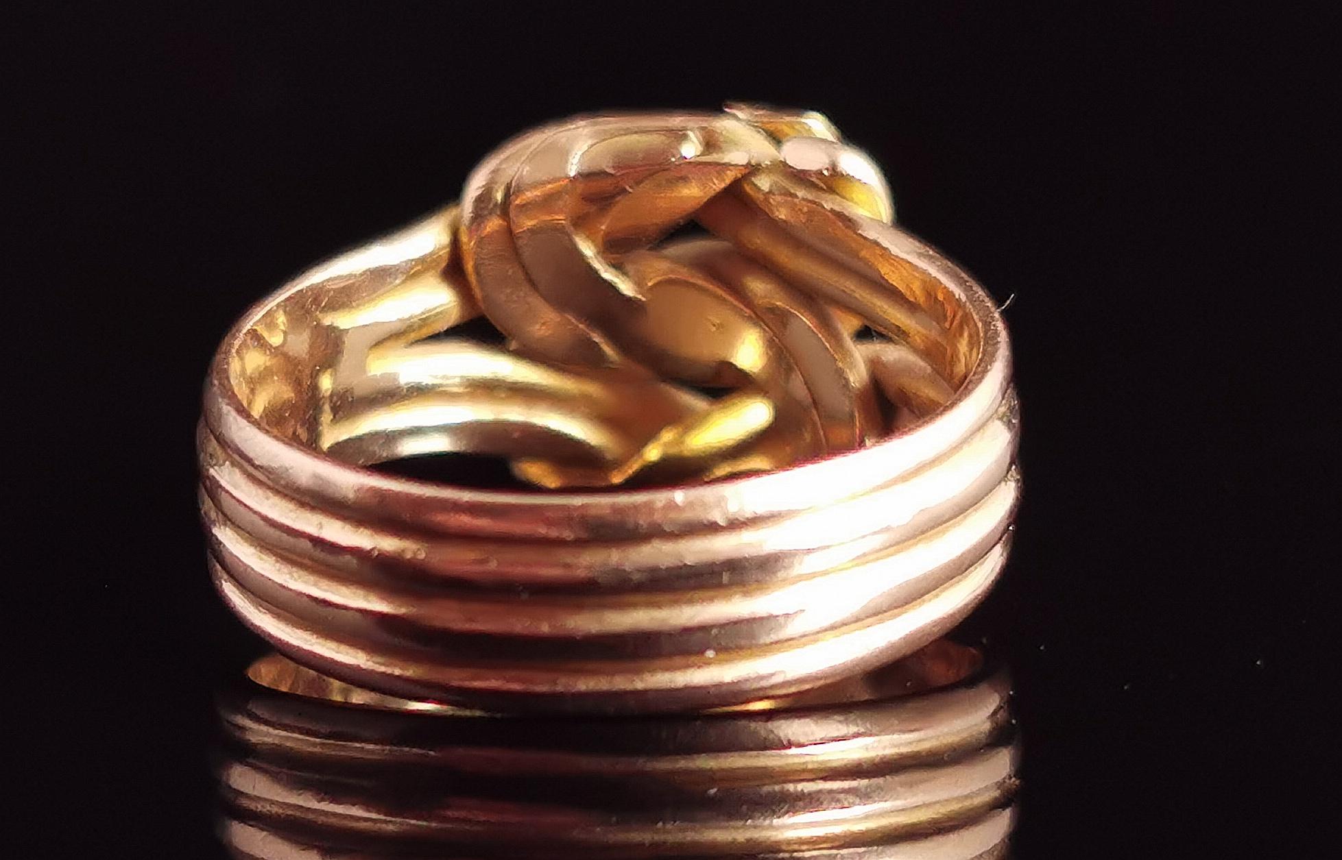 Antique Lovers Knot Ring, 18 Karat Yellow Gold 7