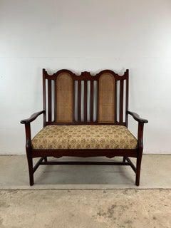 Antique Loveseat with Caned Back & Upholstered Seat