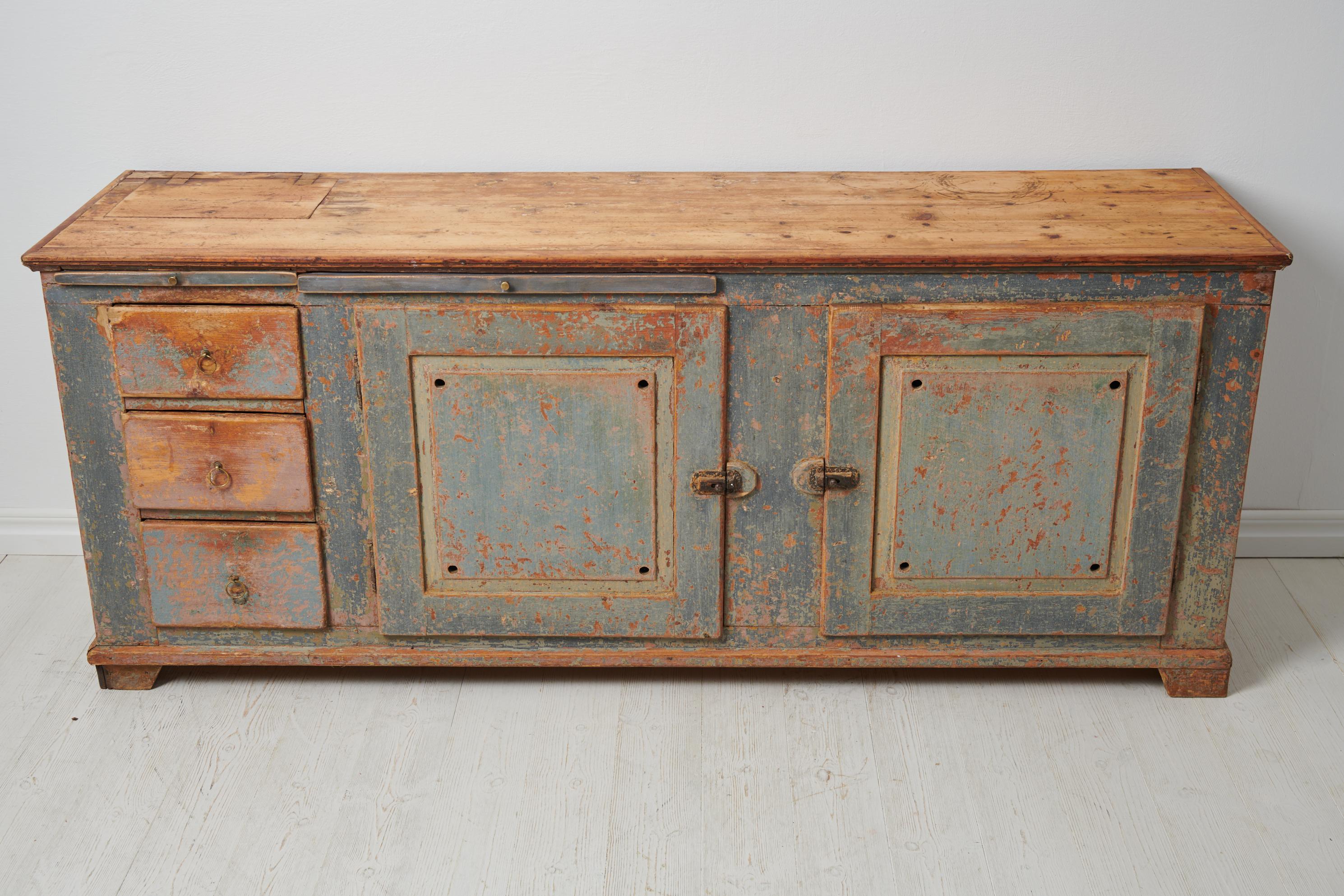 Antique Low and Wide Genuine Swedish Country Sideboard 2