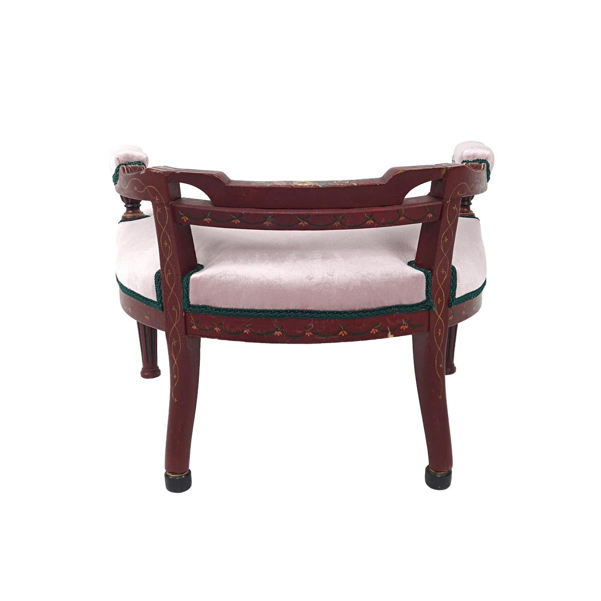 Fabric Antique Low Biedermeier Chair With Hindeloopen Paintwork For Sale