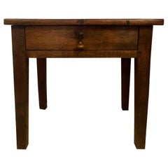 Antique Low End Table with Single Drawer Having a Wood Toggle