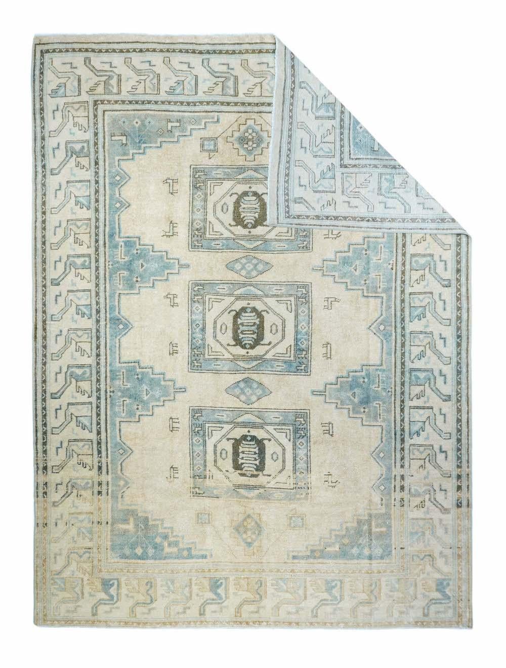 Antique Low Khotan Rug 7'7'' x 10'4''. 