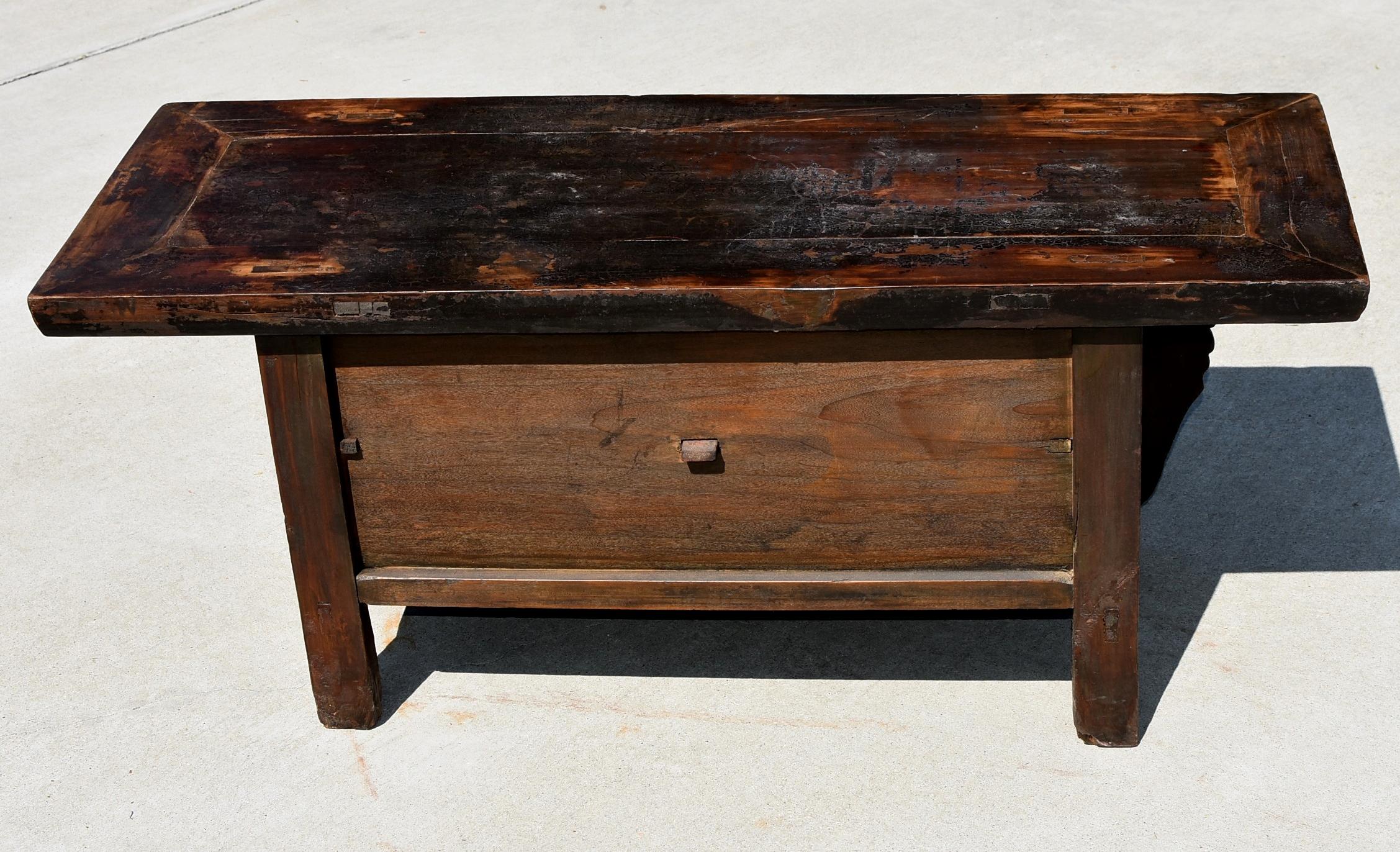 Low Meditation Table Chest with Secret Compartment, Chinese Antique 1