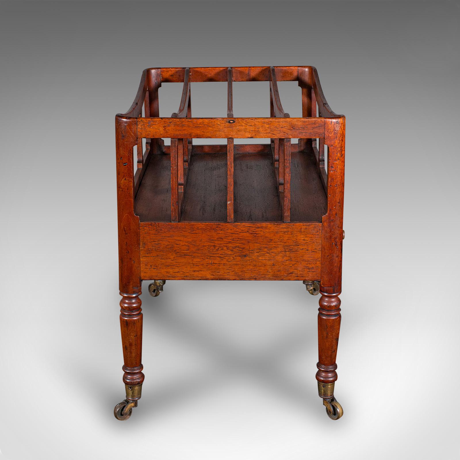 British Antique Low Profile Canterbury, English, Newspaper Rack, Magazine Stand, Regency For Sale