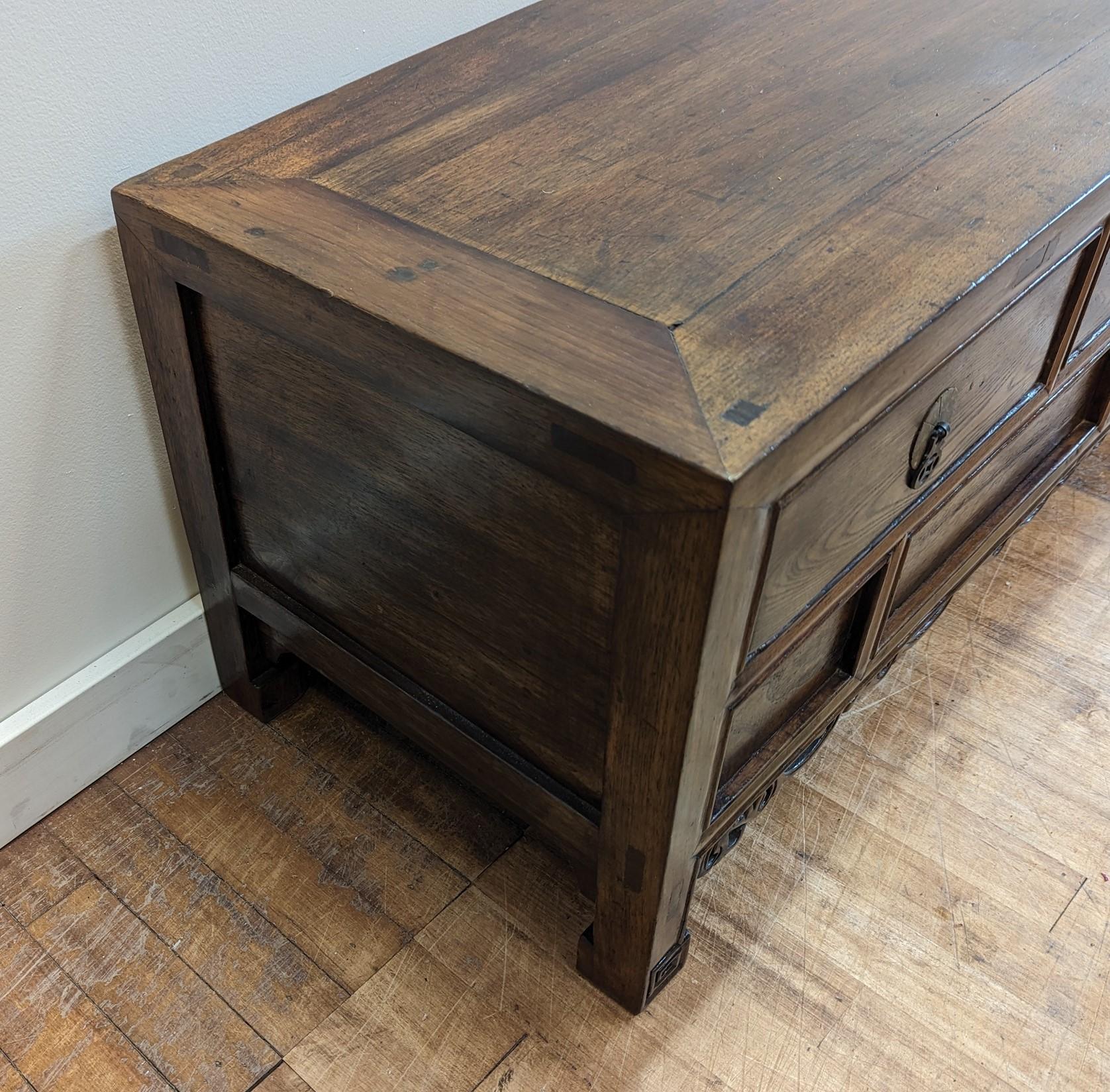 Elm Antique Low Table Coffer For Sale
