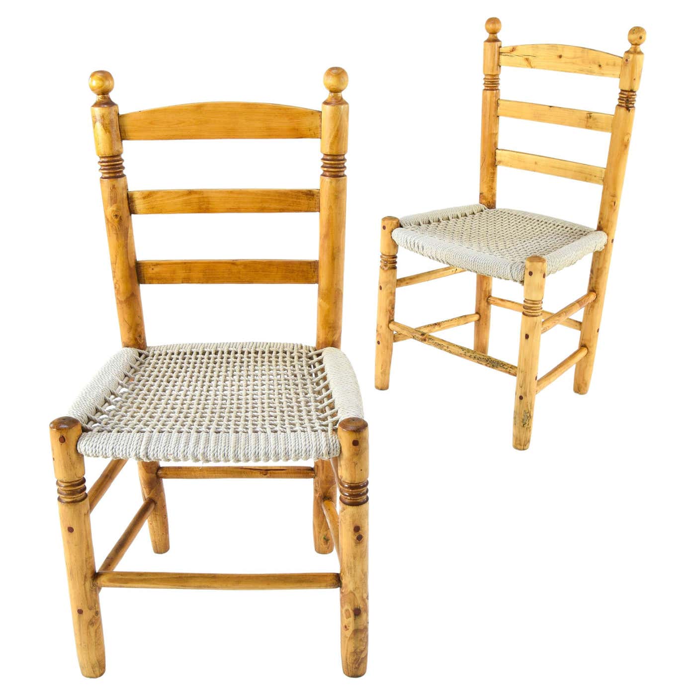 Antique low Traditional Andalusian Mediterranean Chairs made of Wood ...