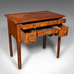 Antique Lowboy Table, Georgian, English, Burr Walnut, Oak, Hall, Side, C.1780