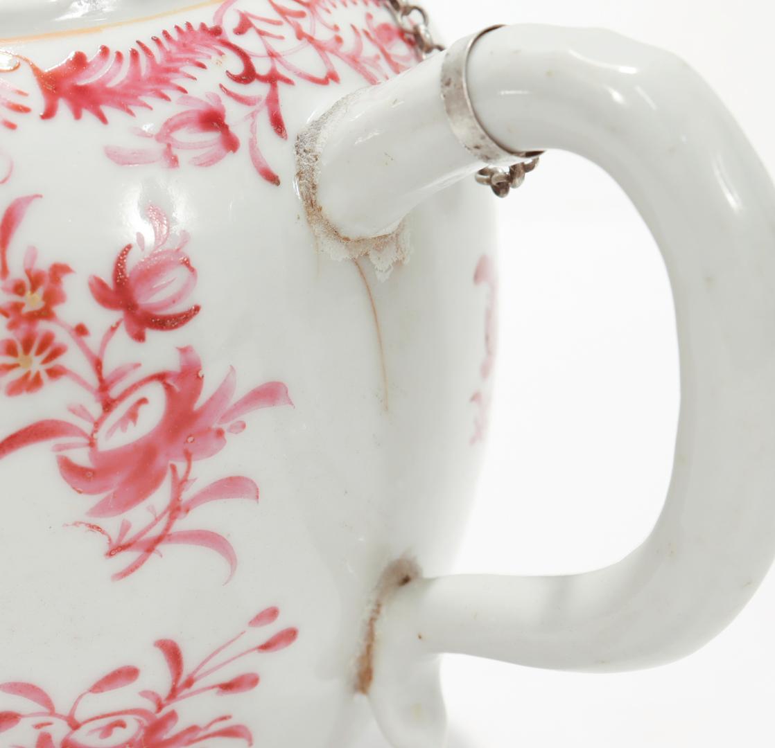 Antique Lowestoft Chinese Export Famille Rose Porcelain Make-Do Teapot For Sale 10