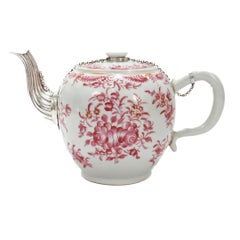 Antique Lowestoft Chinese Export Famille Rose Porcelain Make-Do Teapot