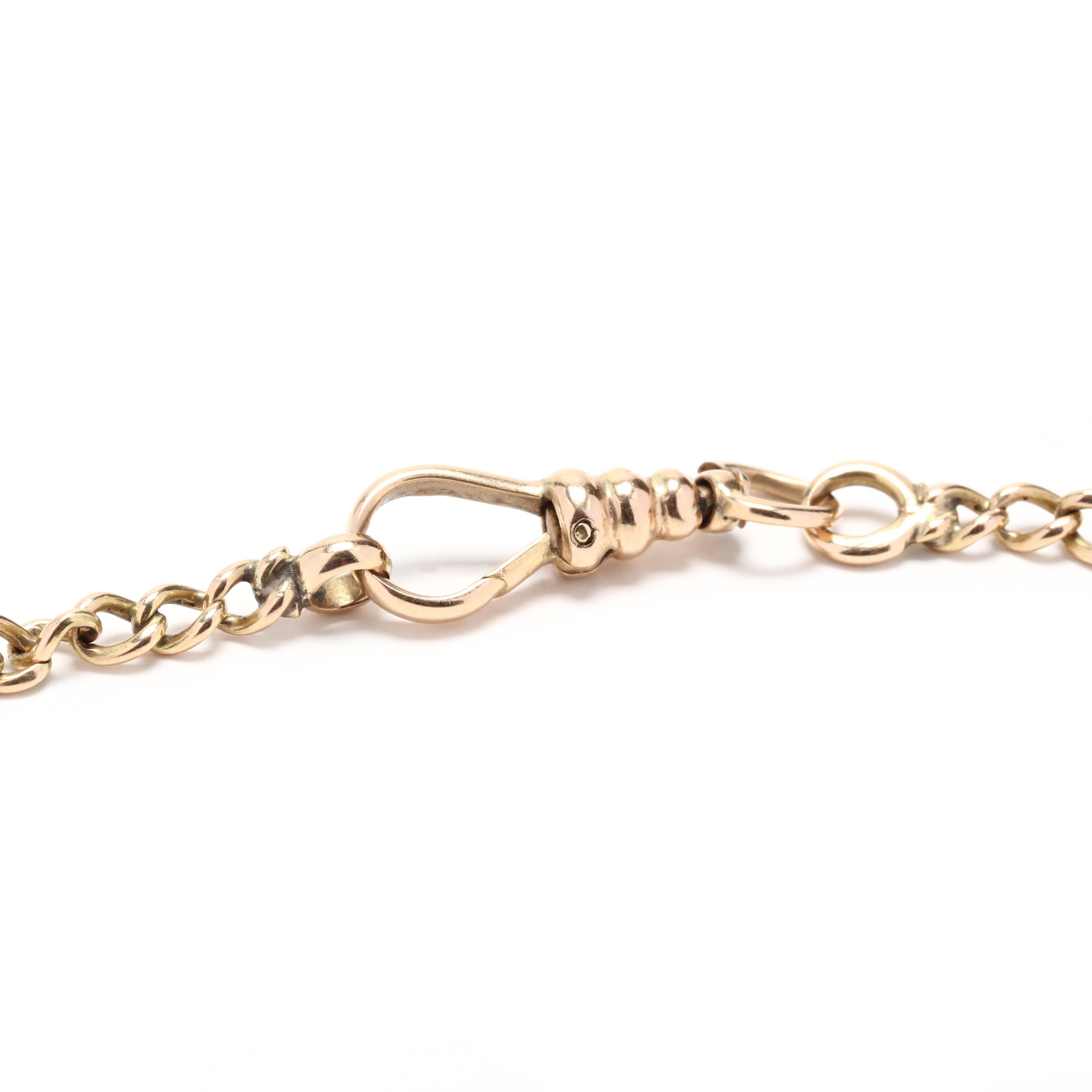 Antique Lozenge Link Chain, 14k Yellow Gold, Cuban Curb Link Chain In Good Condition For Sale In McLeansville, NC