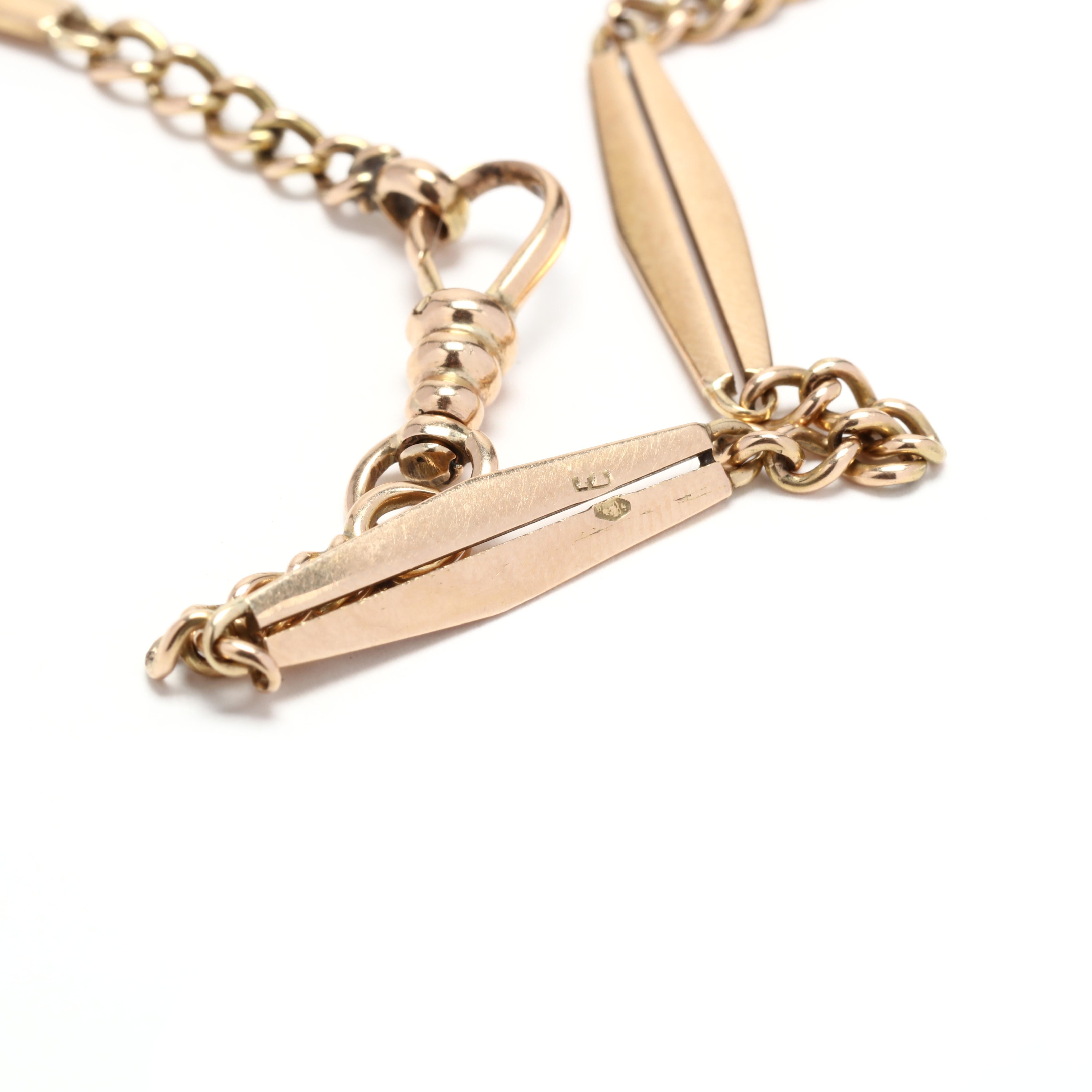 Women's or Men's Antique Lozenge Link Chain, 14k Yellow Gold, Cuban Curb Link Chain For Sale