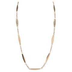 Antique Lozenge Link Chain, 14k Yellow Gold, Cuban Curb Link Chain