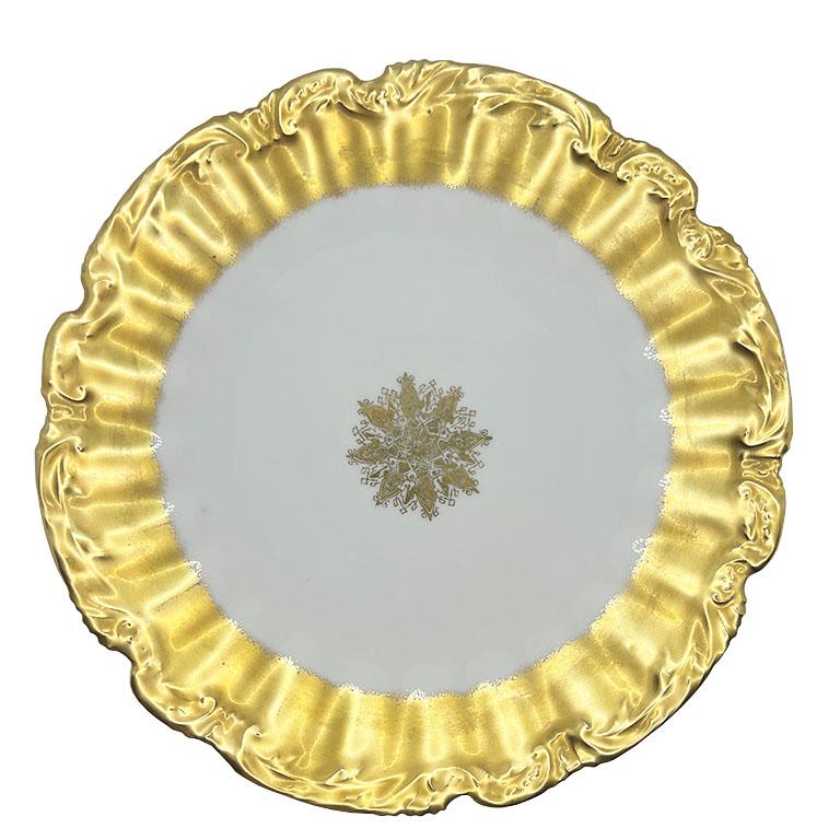 Antique LS & S Limoges Gold Snowflake Luncheon Plates - Set of 6 Late 1800s For Sale 6
