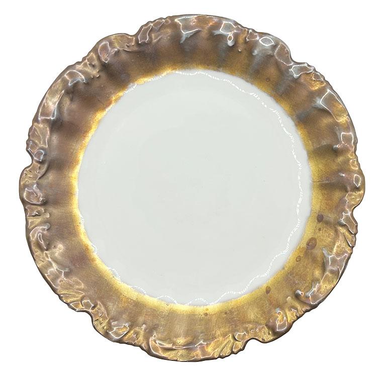 Antique LS & S Limoges Gold Snowflake Luncheon Plates - Set of 6 Late 1800s In Good Condition For Sale In Oklahoma City, OK