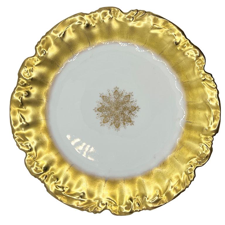 Antique LS & S Limoges Gold Snowflake Luncheon Plates - Set of 6 Late 1800s For Sale 1