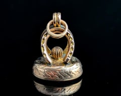 Antiker Lucky Hufeisen-Siegel-Anhänger, 9k Gold, Karneol
