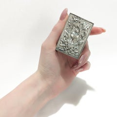 Antique Luen Wo Chinese Export Silver Matchbox Cover with Chrysanthemums