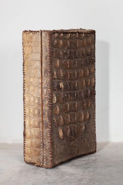 Antiker Reisegepäckanzug aus Krokodilleder aus Leder, Kolonialstil