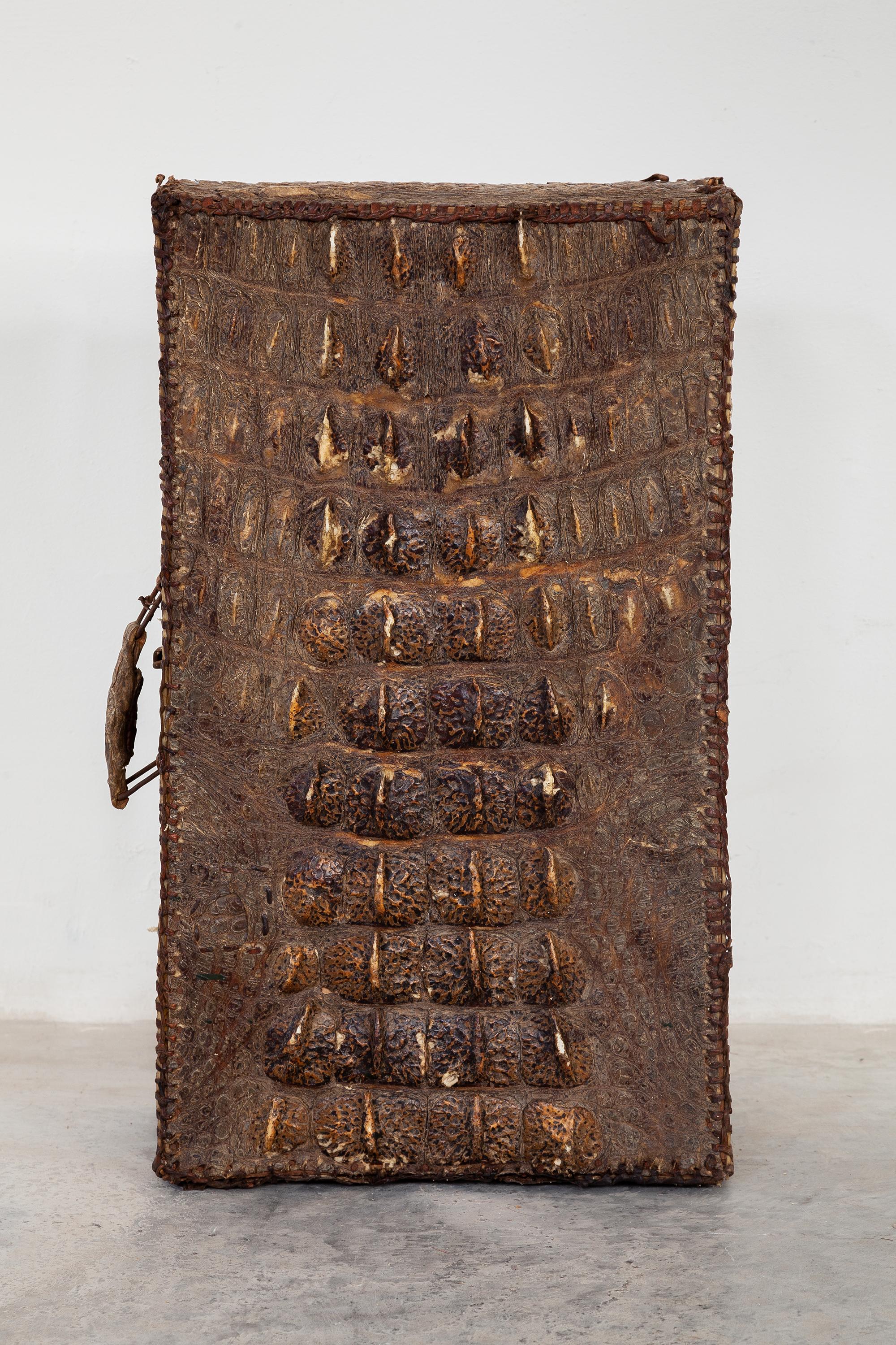 Antiker Reisegepäckanzug aus Krokodilleder aus Leder, Kolonialstil (Handgefertigt) im Angebot