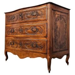 Italian Antique Luigi XV Chest of Drawers in Solid Walnut, 1750s