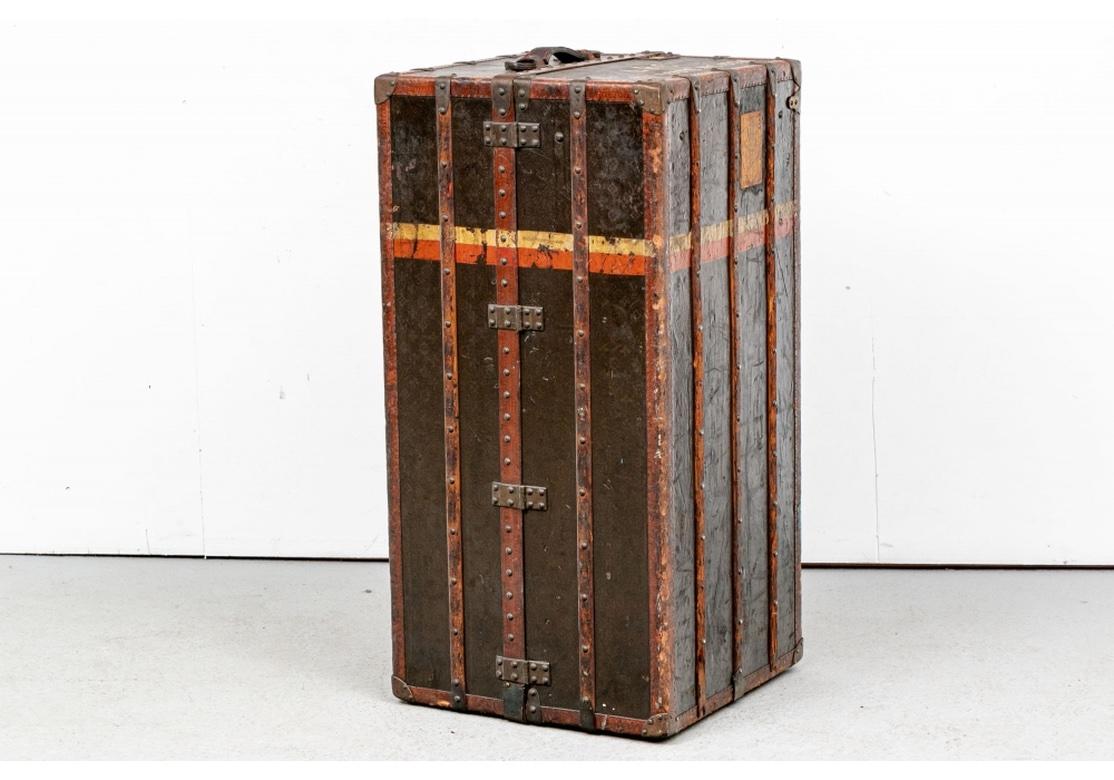 Antique Luis Vuitton Steamer/ Wardrobe Trunk for Restoration For Sale 3