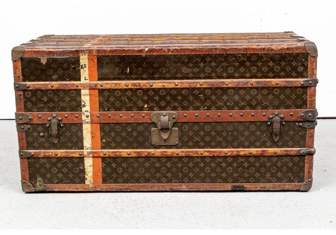 Antique Luis Vuitton Steamer/ Wardrobe Trunk for Restoration For Sale 4