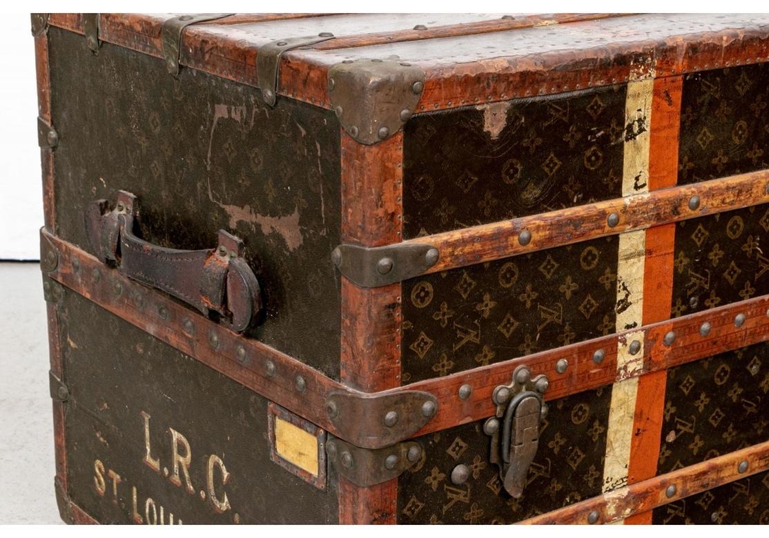Antique Luis Vuitton Steamer/ Wardrobe Trunk for Restoration For Sale 6