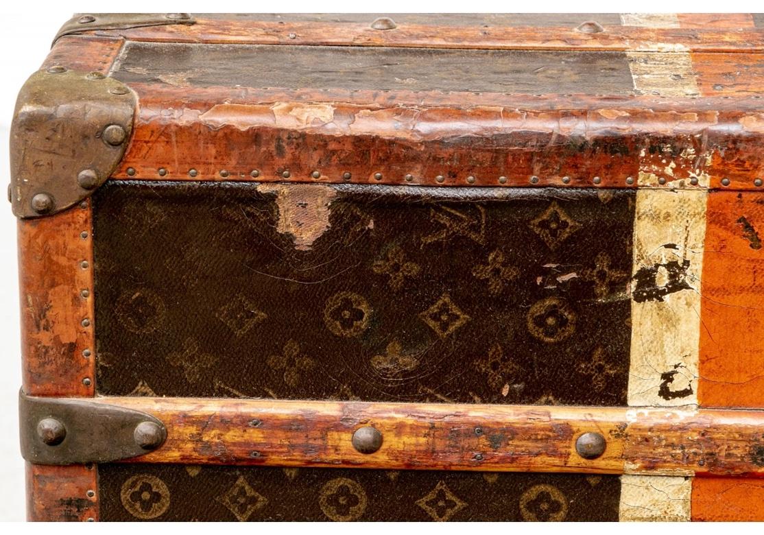 Antique Luis Vuitton Steamer/ Wardrobe Trunk for Restoration For Sale 10
