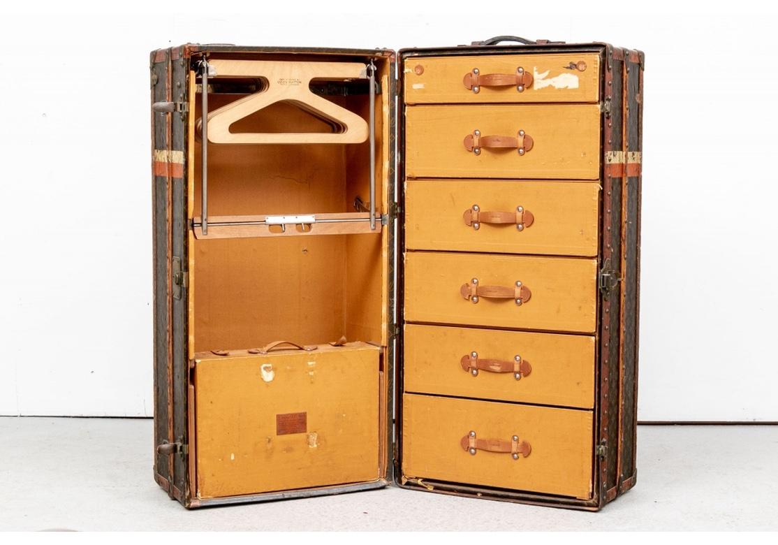 French Antique Luis Vuitton Steamer/ Wardrobe Trunk for Restoration For Sale