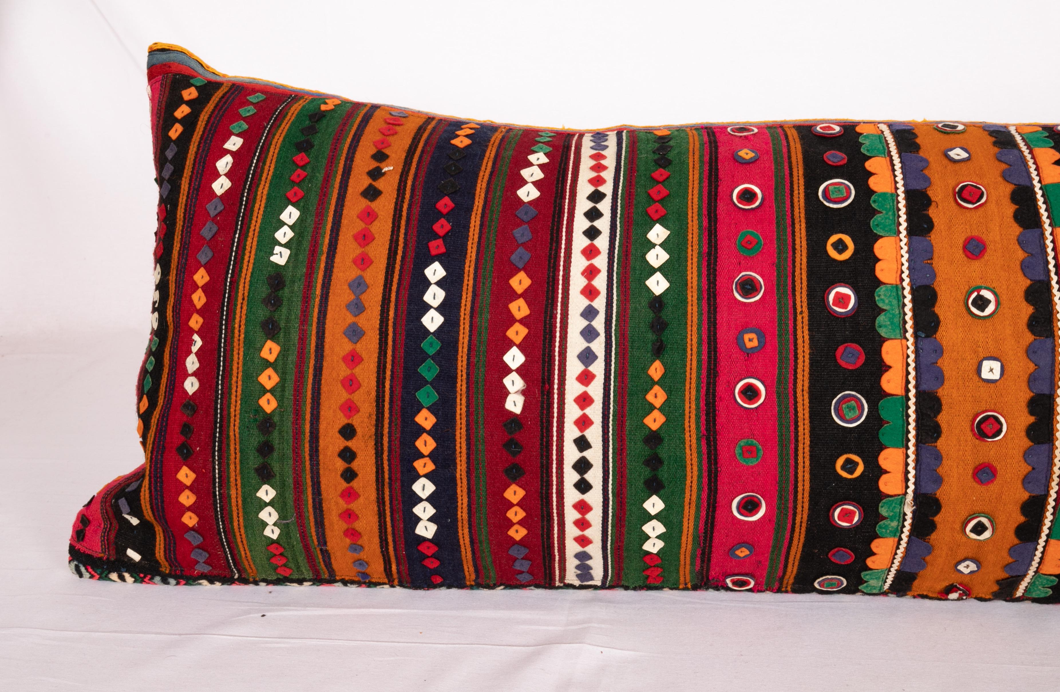 Tribal Antique Lumbar Made from a Western Anatolian Pomak Skirt For Sale