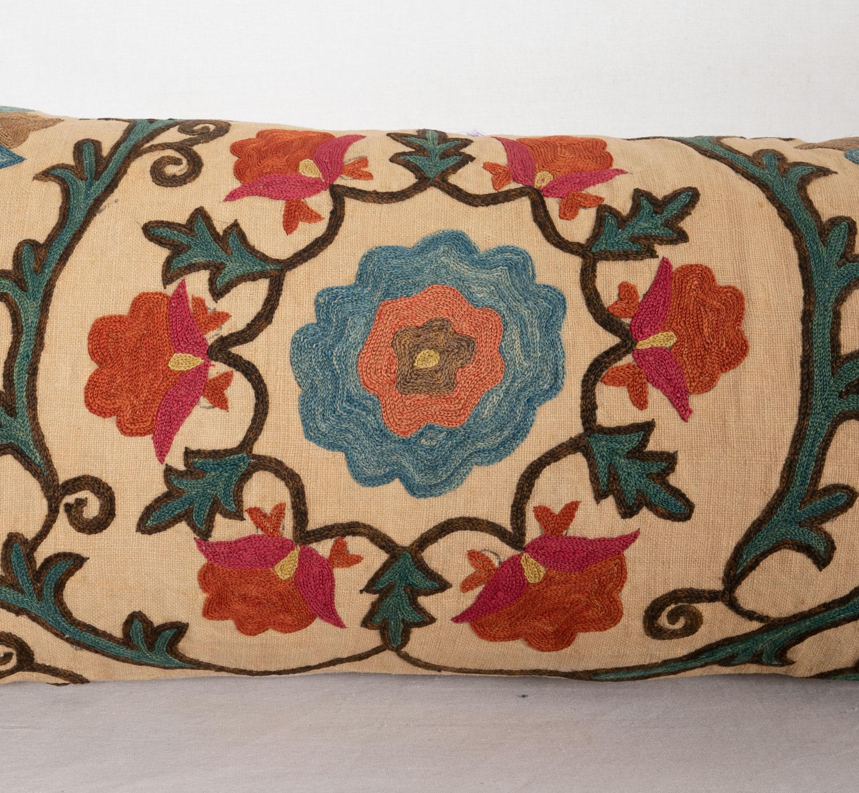 Uzbek Antique Lumbar Pillow Case Fashioned from a 19th Century Bukhara Suzani
