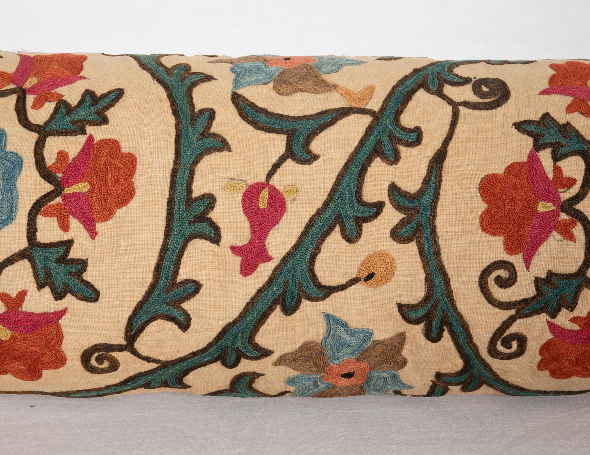 Antique Lumbar Pillow Case Fashioned from a 19th Century Bukhara Suzani In Good Condition In Istanbul, TR