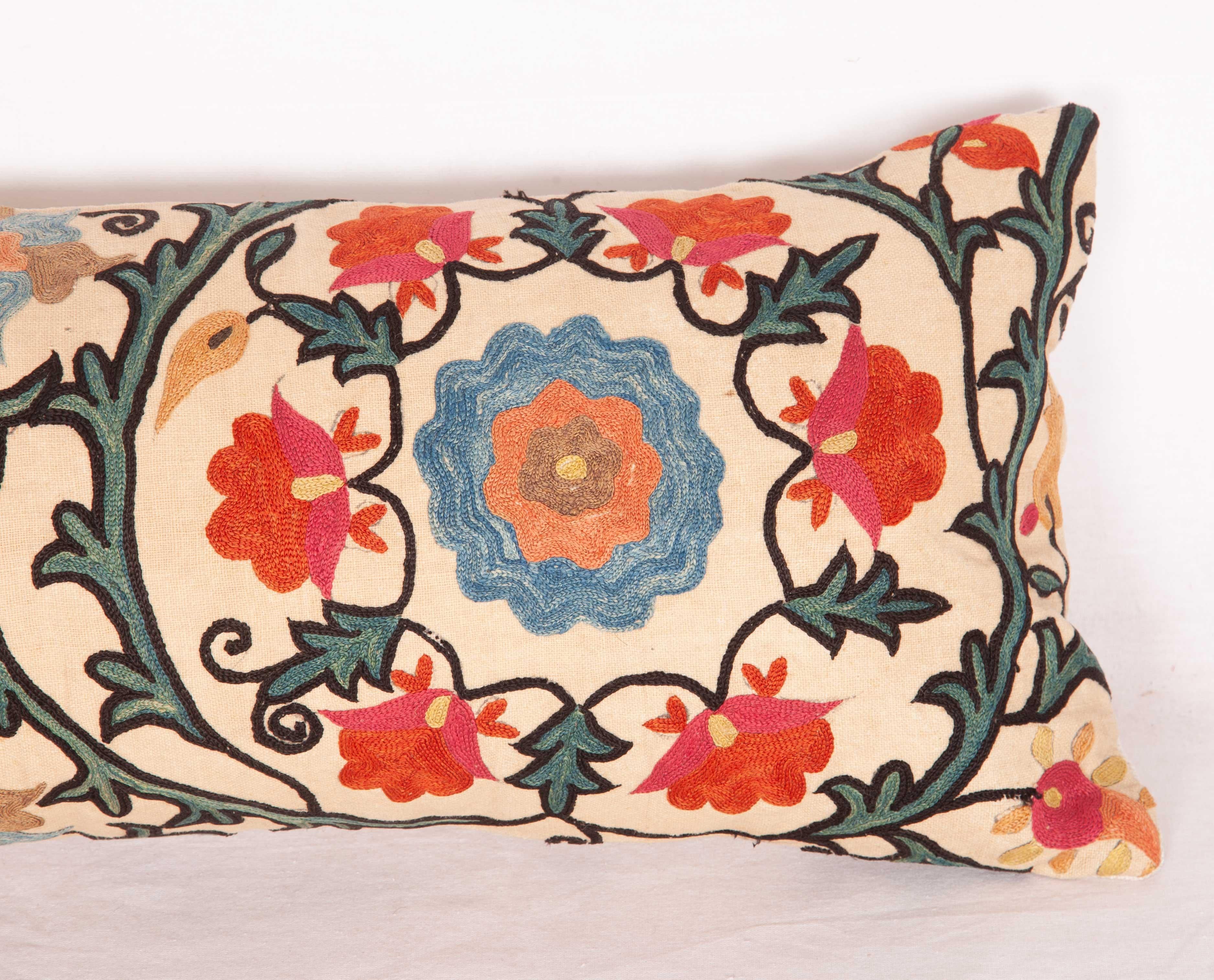 Antique Lumbar Pillow Case Fashioned from a 19th Century Bukhara Suzani In Good Condition In Istanbul, TR