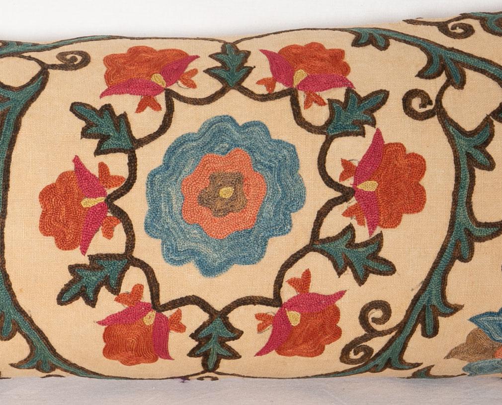 Antique Lumbar Pillow Case Fashioned from a 19th Century Bukhara Suzani 1