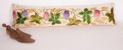 Antique taie d'oreiller lombaire fabriquée à partir d'une broderie européenne du 18ème-19ème siècle