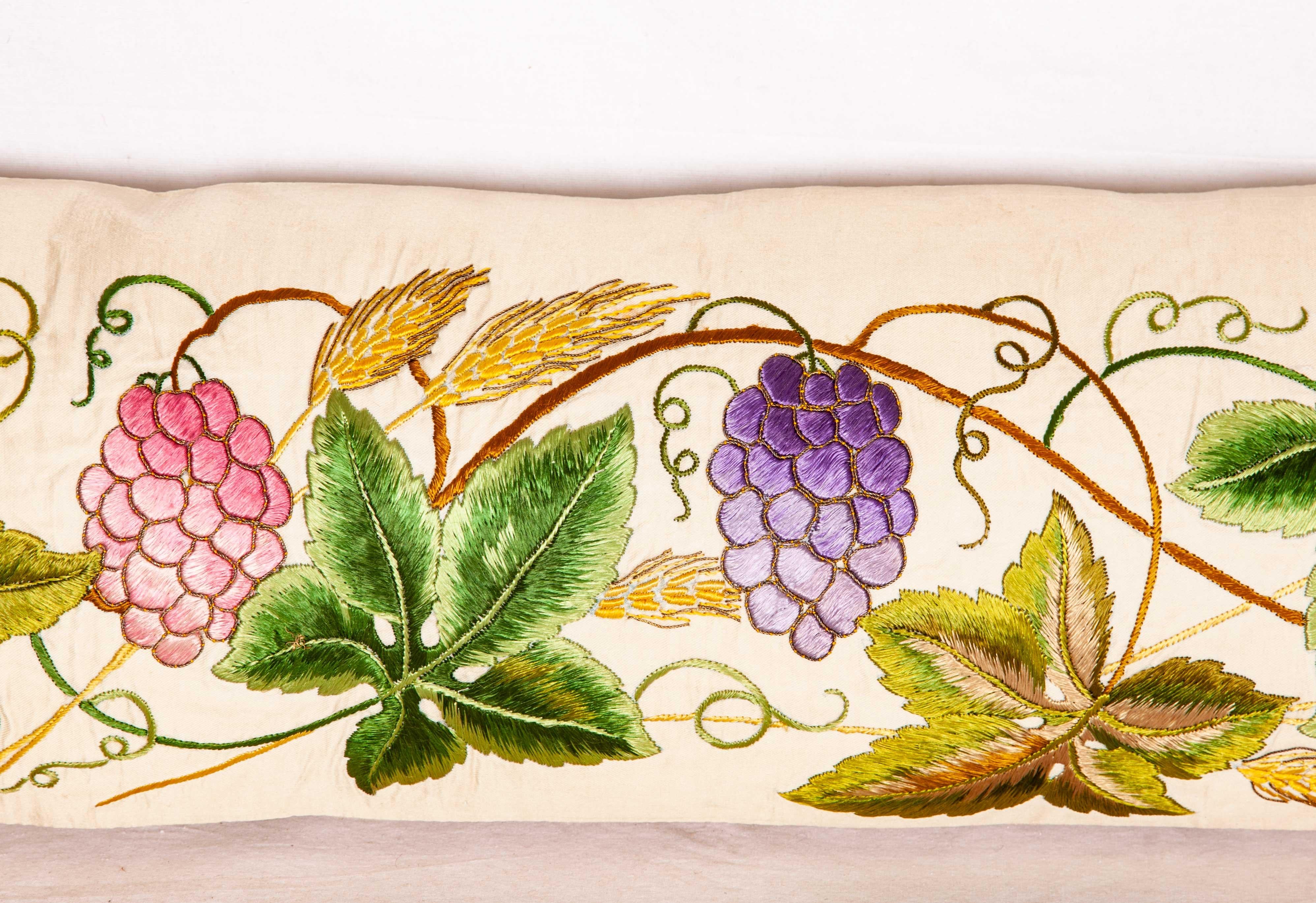 Italian Antique Lumbar Pillow Case Made from an 18th-19th Century, European Embroidery For Sale