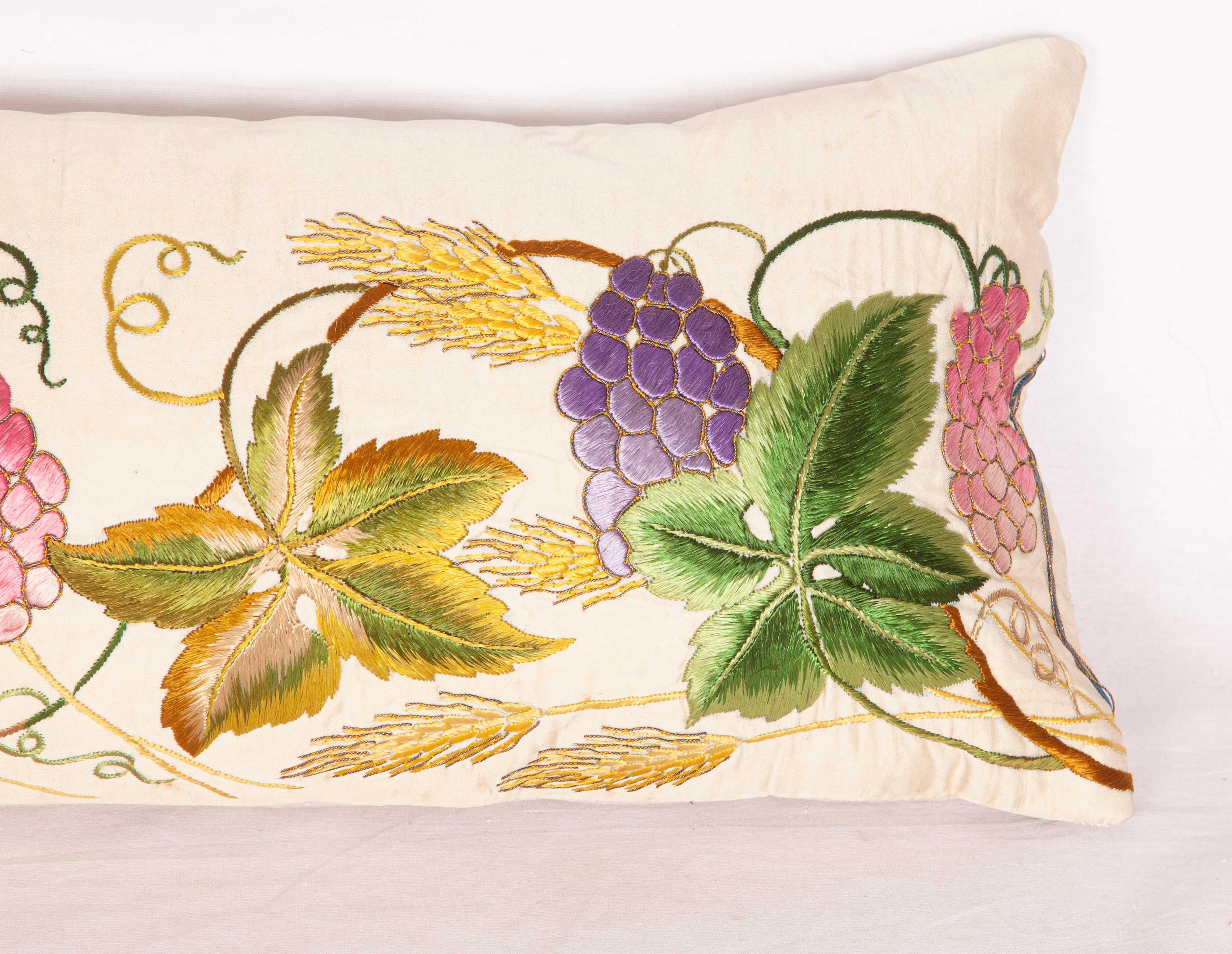 Italian Antique Lumbar Pillow Case Made from an 18th-19th Century European Embroidery For Sale