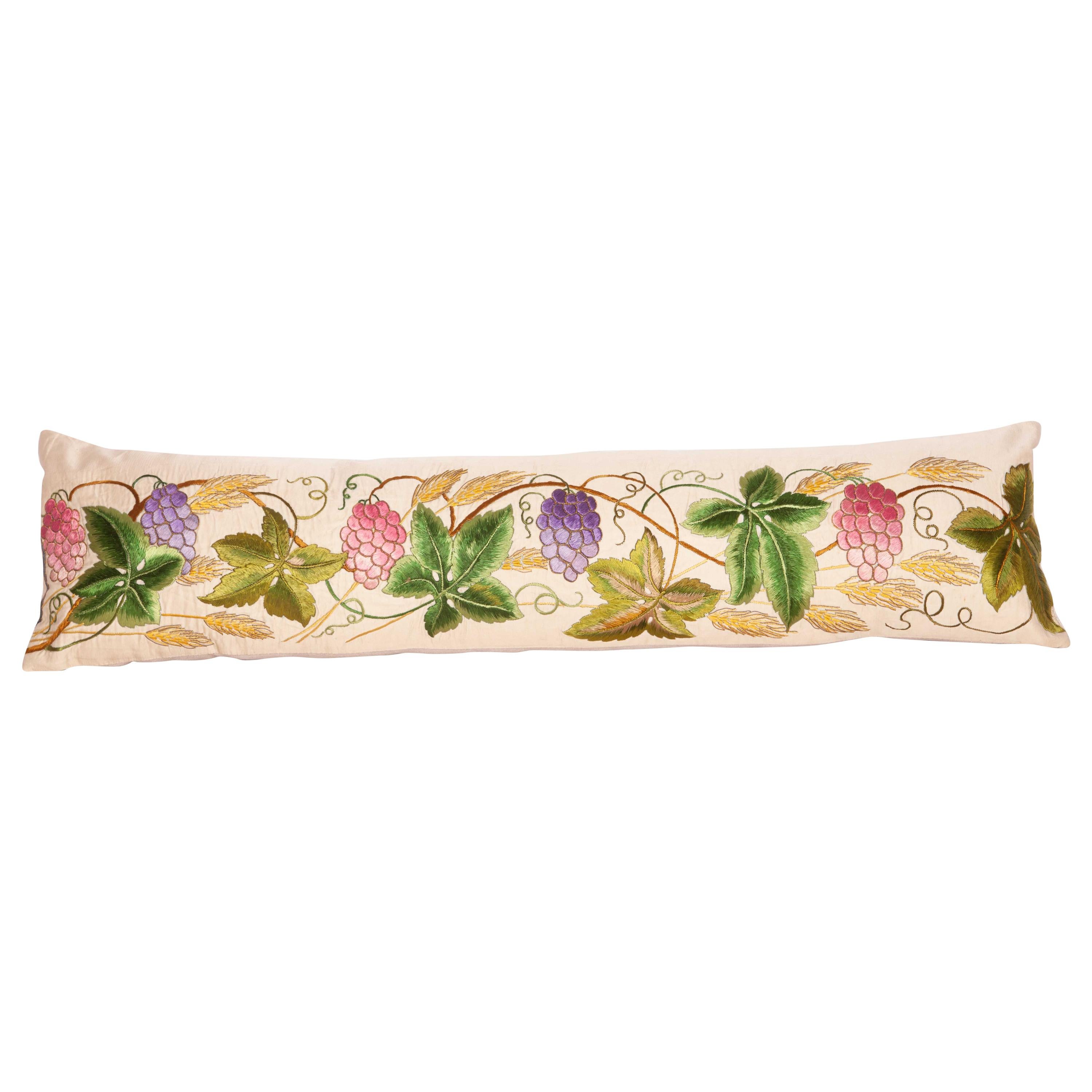 Antique Lumbar Pillow Case Made from an 18th-19th Century, European Embroidery For Sale
