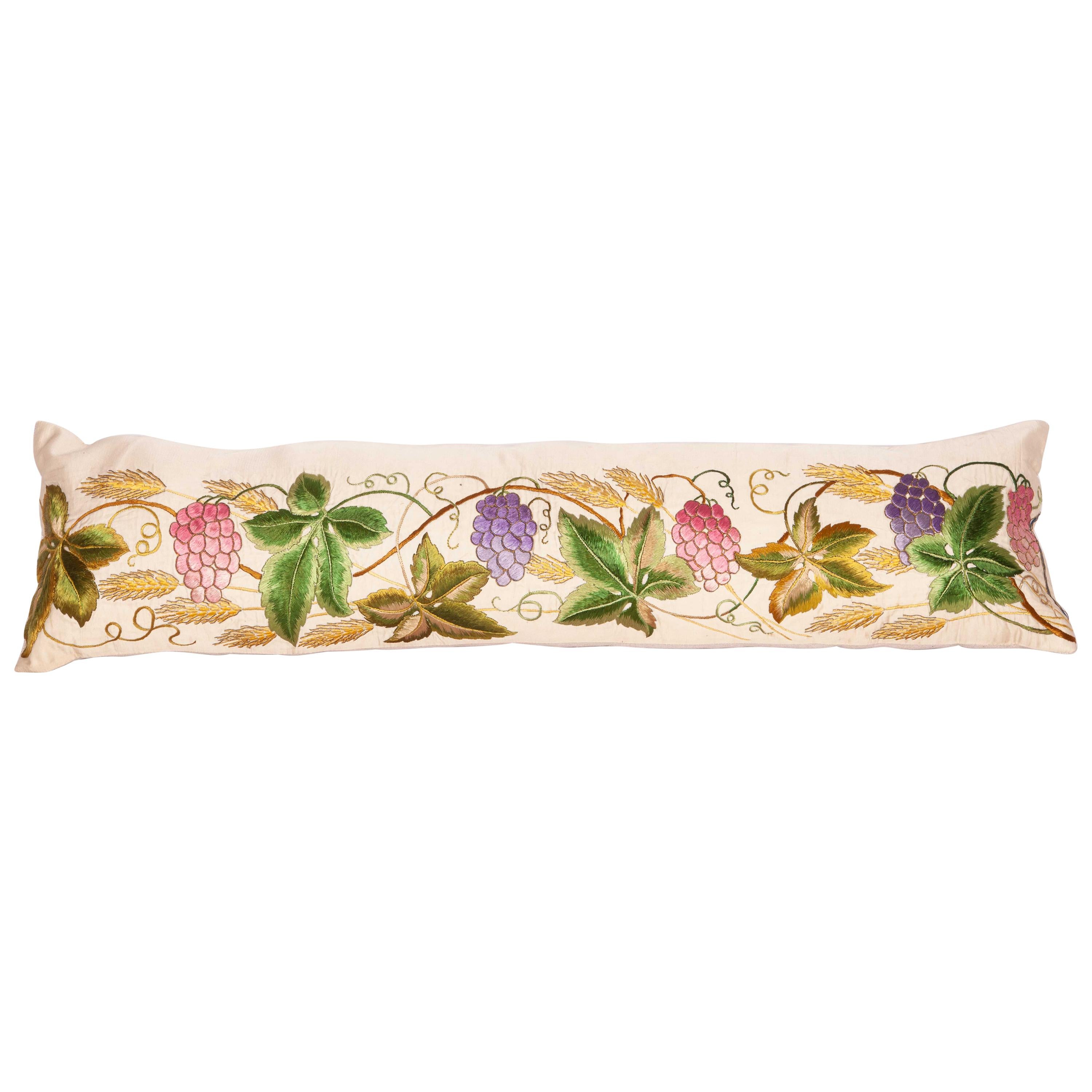 Antique Lumbar Pillow Case Made from an 18th-19th Century European Embroidery