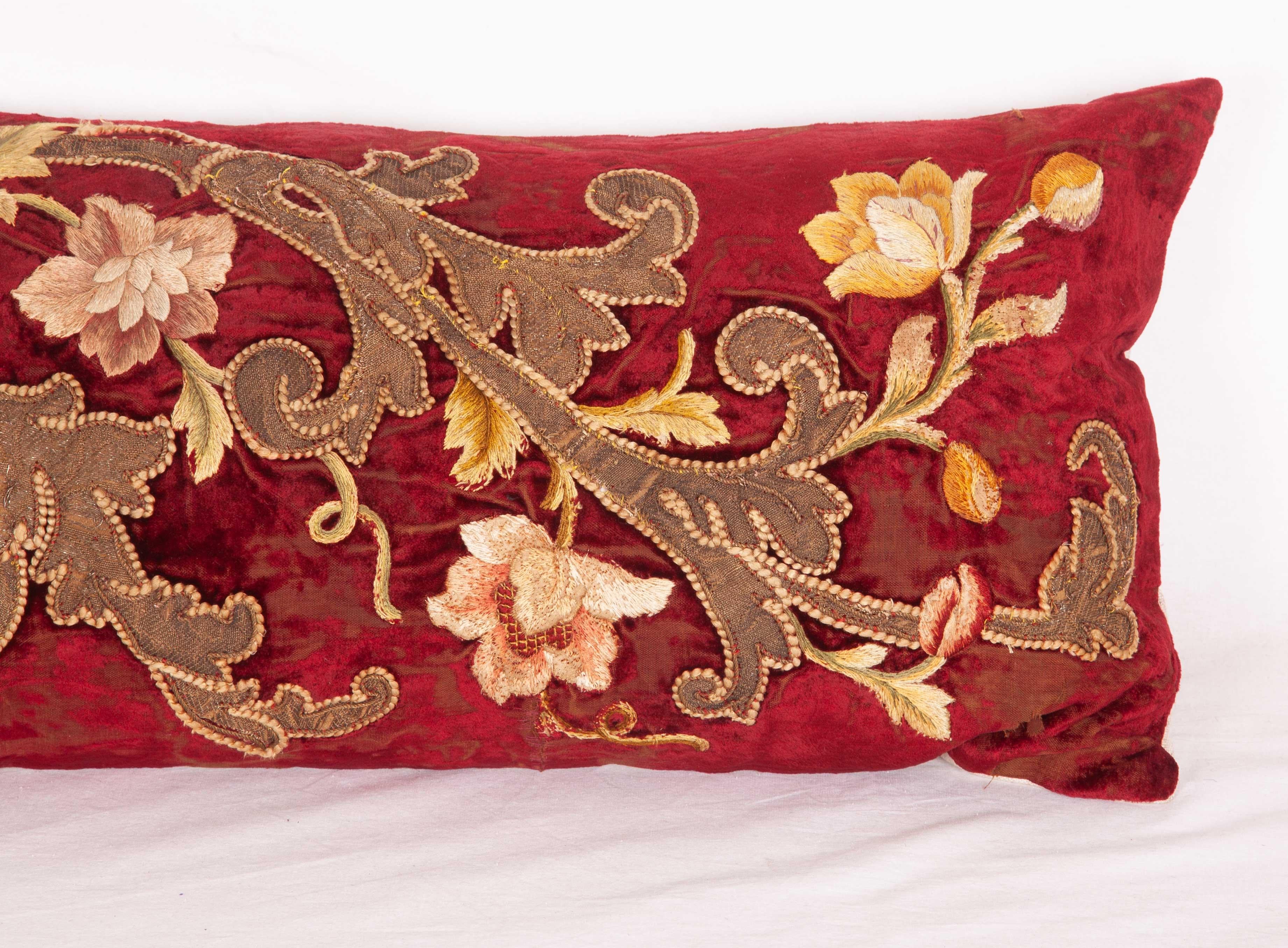 Baroque Antique Lumbar Pillow Case Made from an 18th Century European Applique Panel