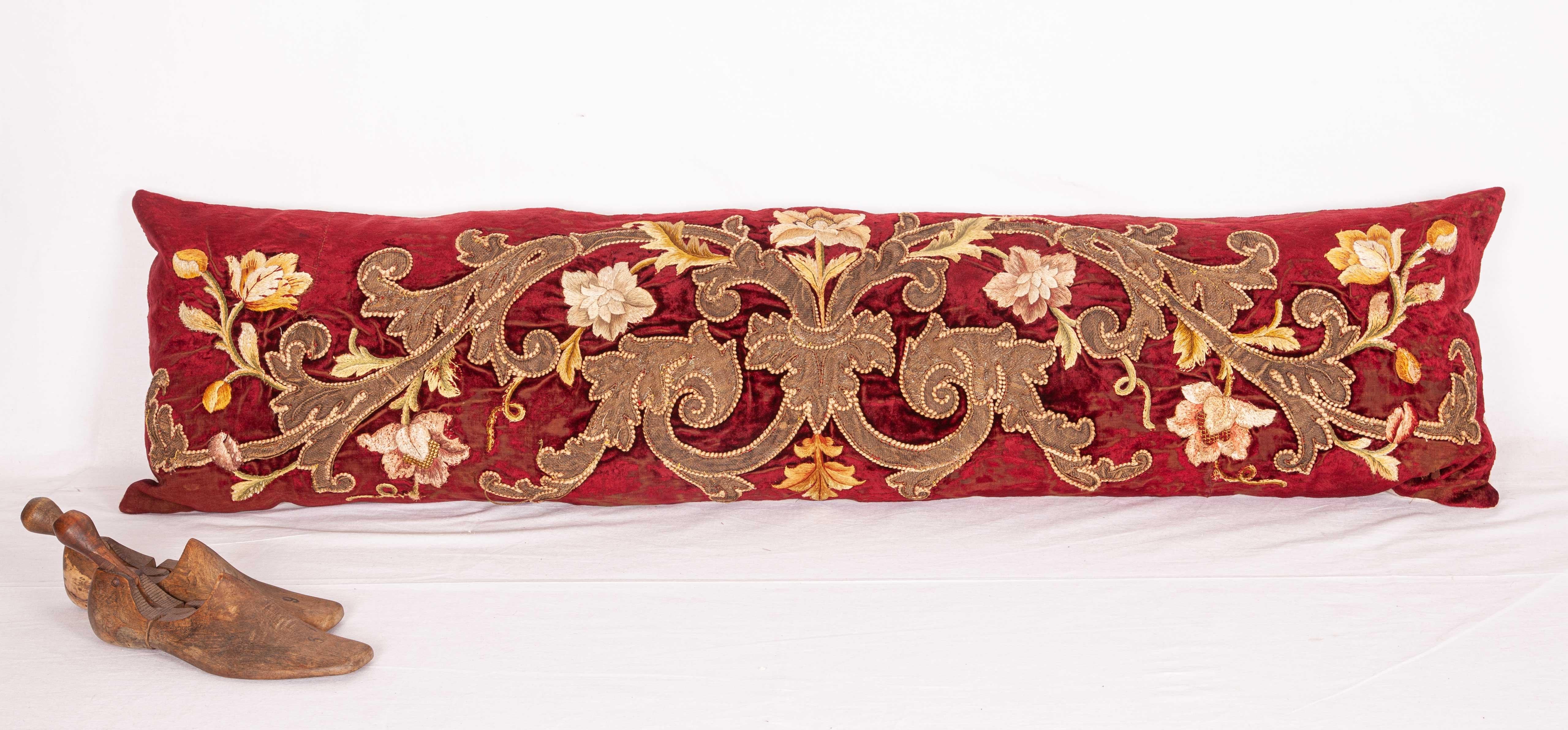 Appliqué Antique Lumbar Pillow Case Made from an 18th Century European Applique Panel