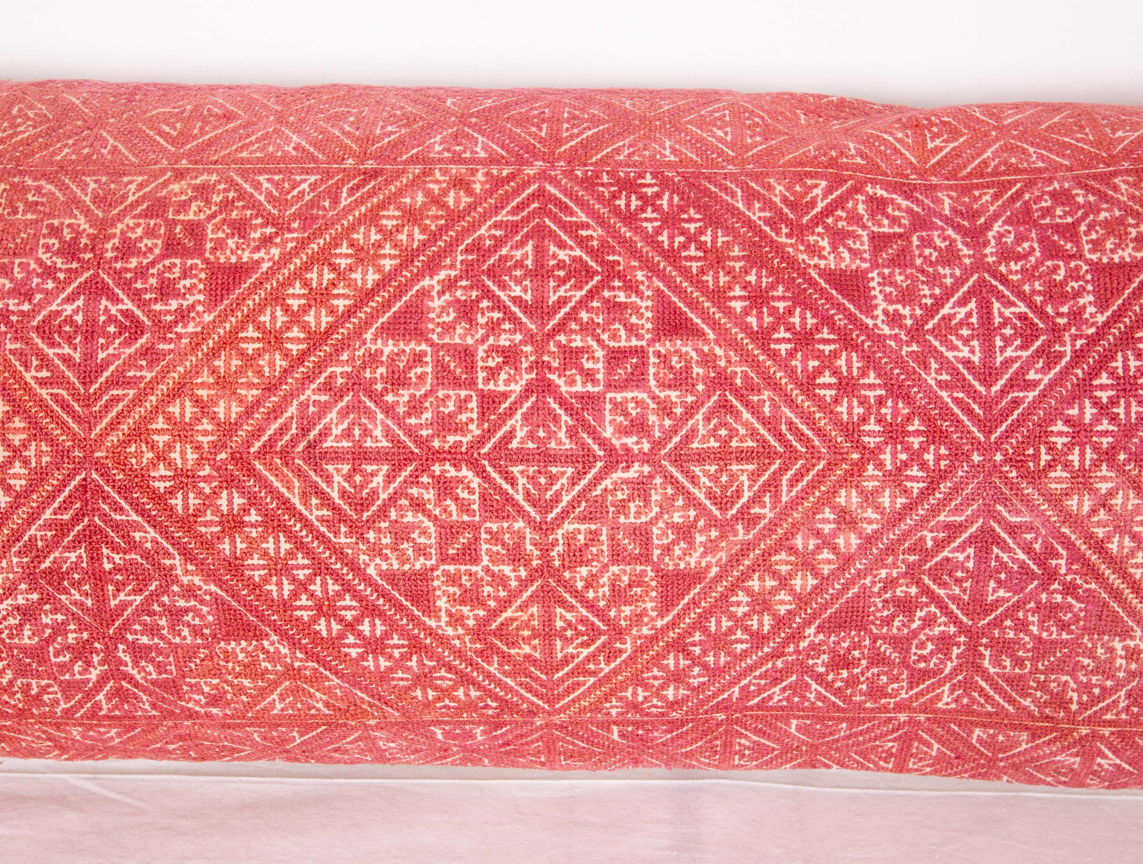 Suzani Antique Lumbar Pillow Case Made from an Early 20th Century Fez Embroidery
