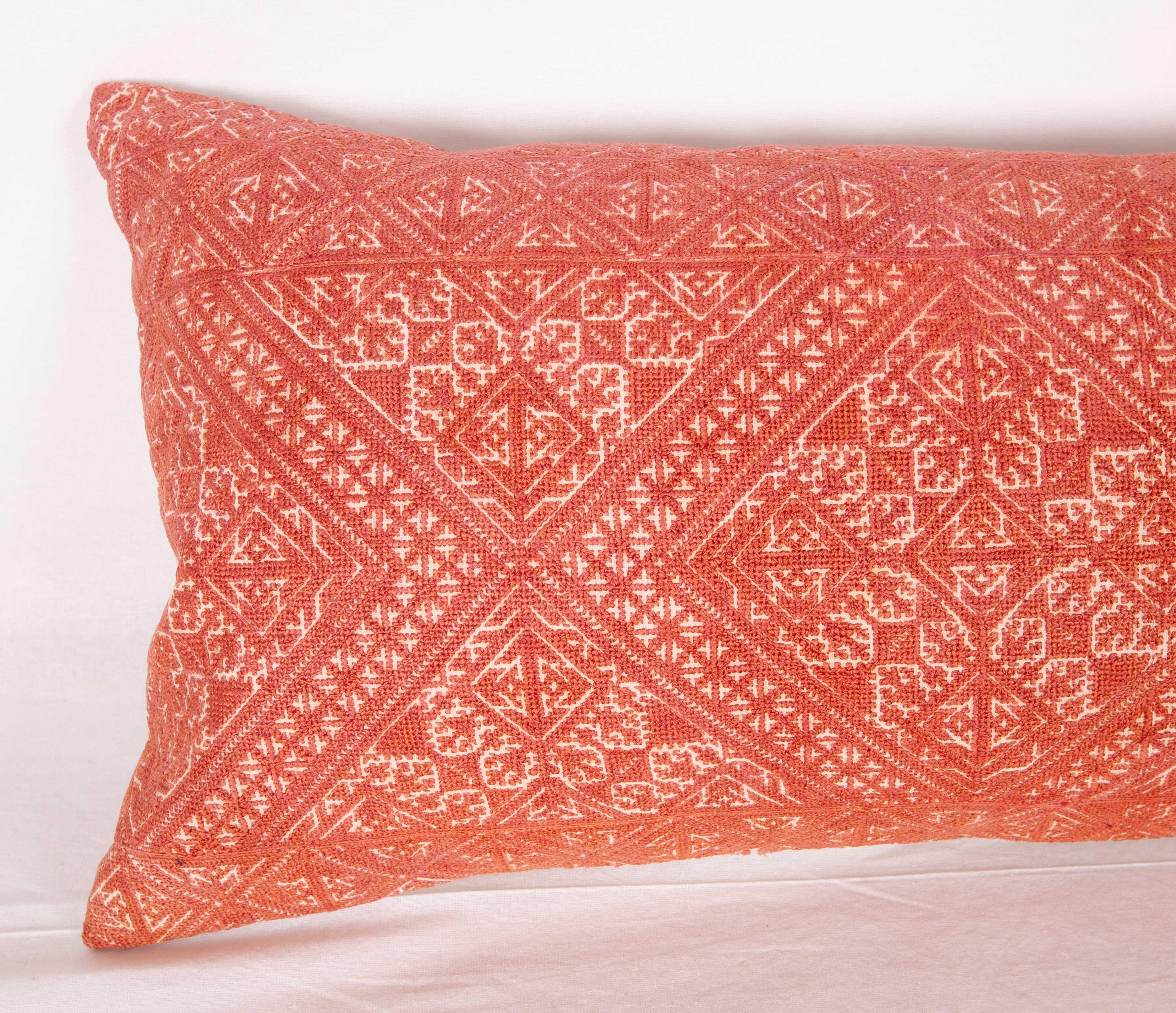 Suzani Antique Lumbar Pillow Case Made from an Early 20th Century Fez Embroidery
